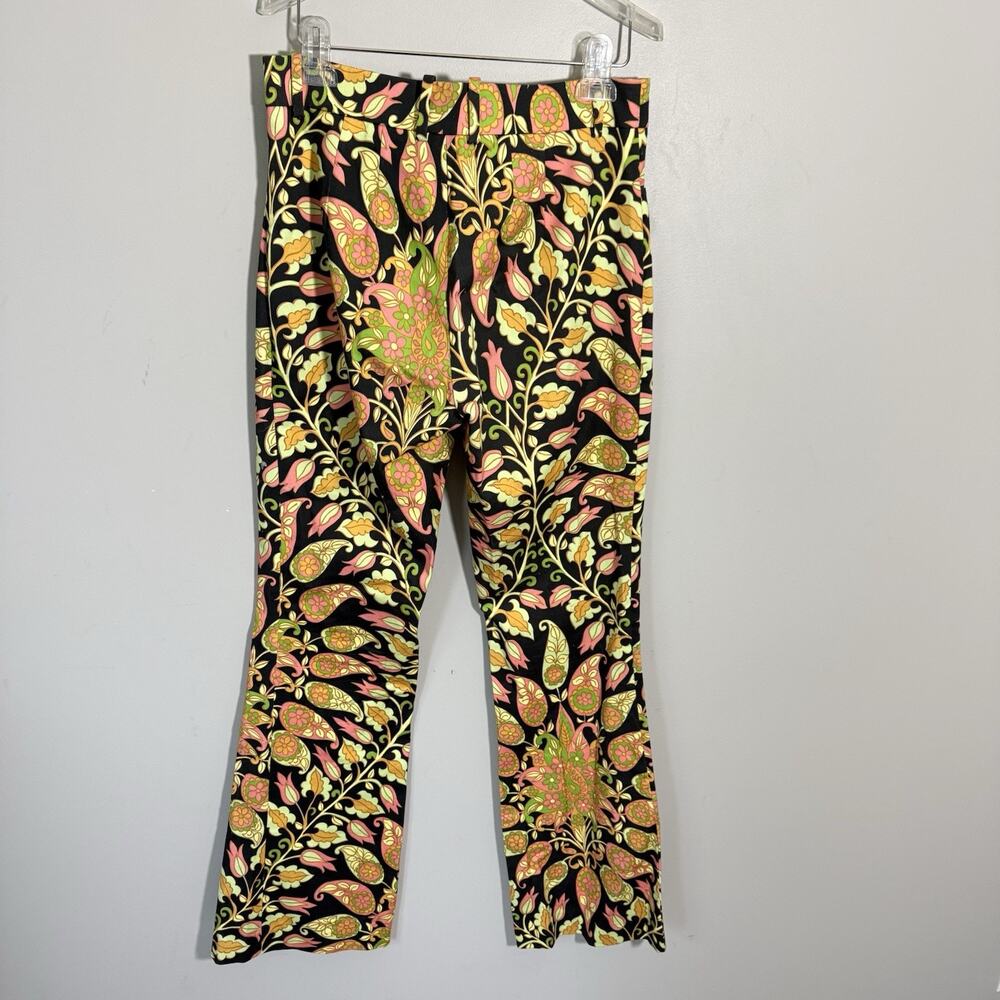 ZARA Bold Print Floral Flare Pants Retro 70s Style Hippie Boho Fun Print M NEW - Picture 3 of 6